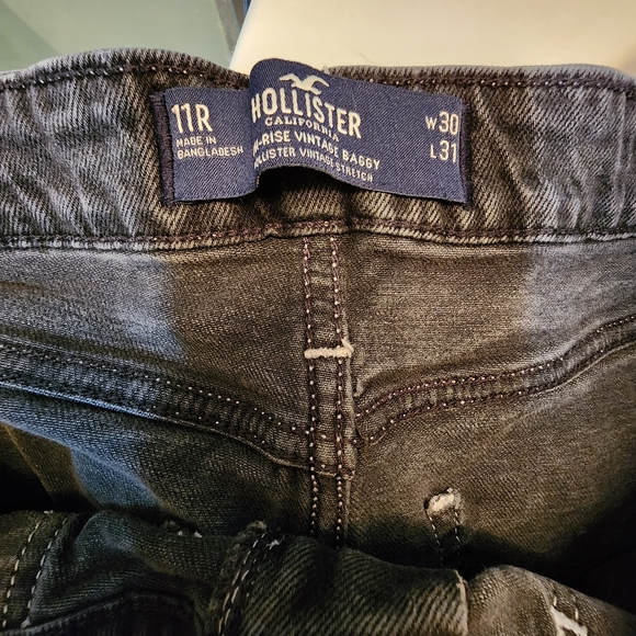 Hollister Vintage High Rise Baggy Black Cargo Jeans, Size 11R - Picture 2 of 11